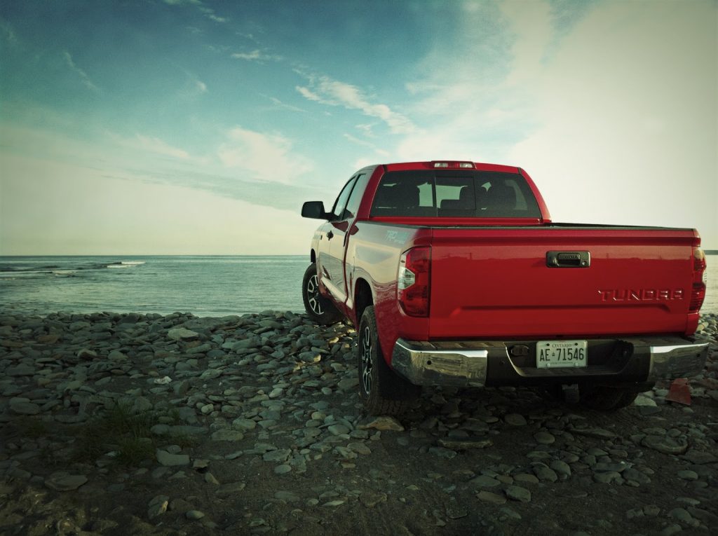 2014 Toyota Tundra red double cab beach