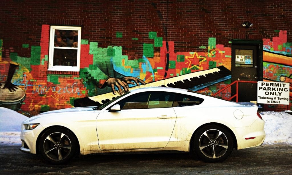 2015 Ford Mustang V6 white side view