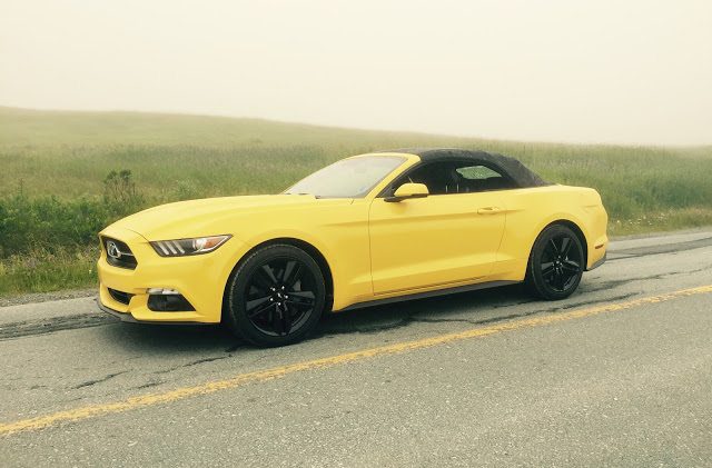 2015 Ford Mustang convertible yellow black top
