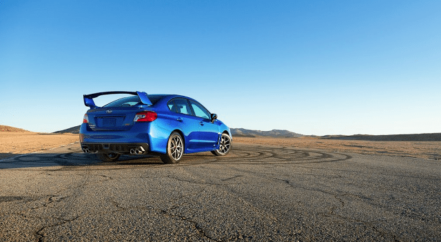2015 Subaru WRX STI blue rear