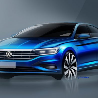 Sketch of the 2019 Volkswagen Jetta to be revealed at the 2018 Detroit Motor Show