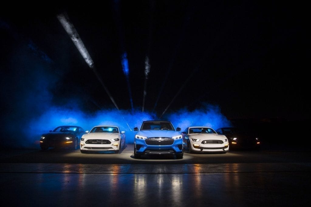 Ford Motor Company introduces the Mustang Mach-E GT SUV at Jet Center Los Angeles in Hawthorne, California on Sunday, Nov. 17, 2019. The GT Performance Edition brings the thrills Mustang is famous for, targeting 0-60 mph in the mid-3-second range and an estimated 342 kW (459 horsepower) and 830 Nm (612 lb.-ft.) of torque.