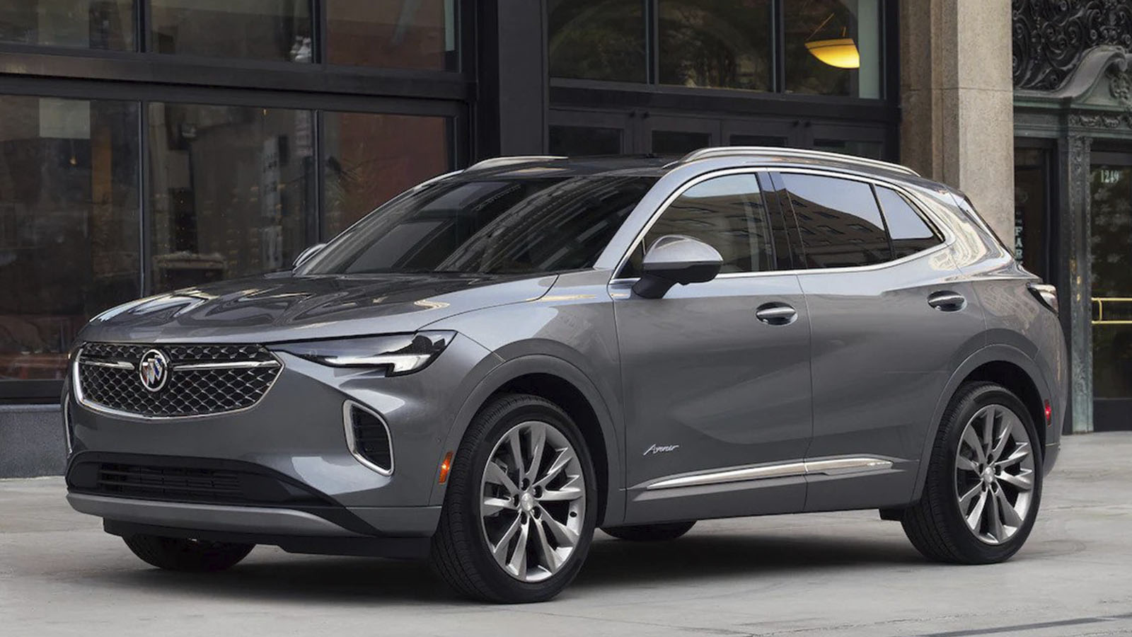 2022 grey Buick Envision SUV on city street