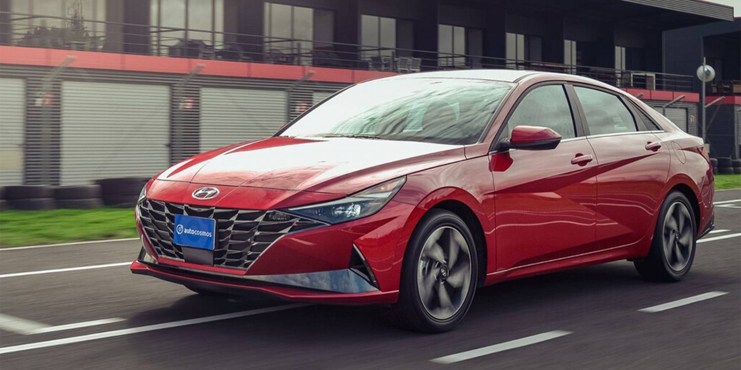 2022 red Hyundai Elantra on the test track