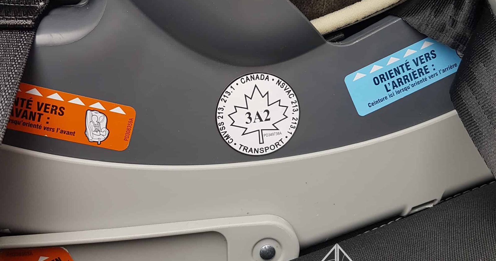 Canadian National Safety Mark label on child seat