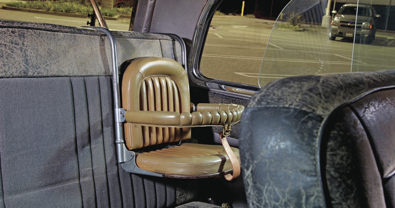 Vintage car seat in 1952 Chevrolet Suburban