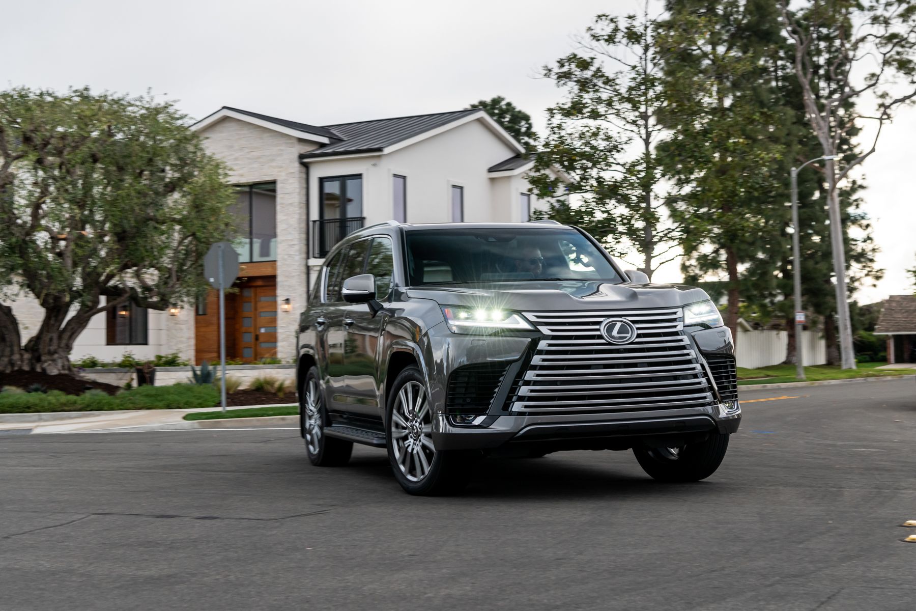 front angled view of a grey 2023 Lexus LX600