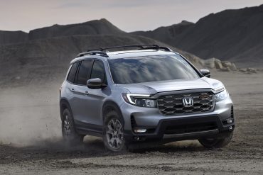 Front view of a 2023 gray Honda Passport
