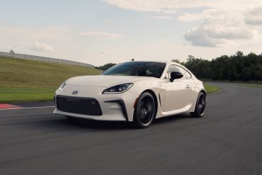 Front angled view of a white Toyota GR86