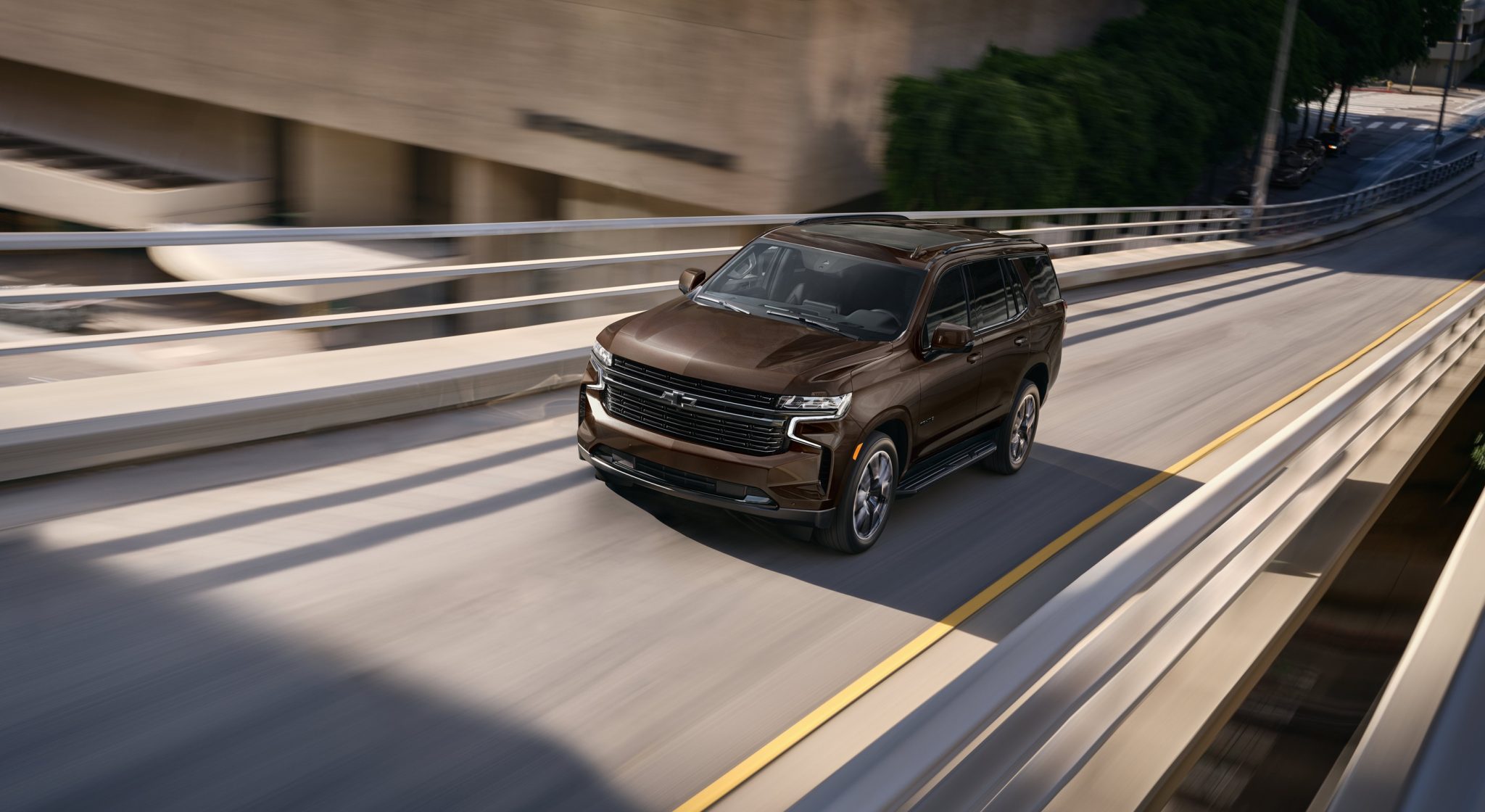 Front view of a 2024 brown Chevrolet Tahoe