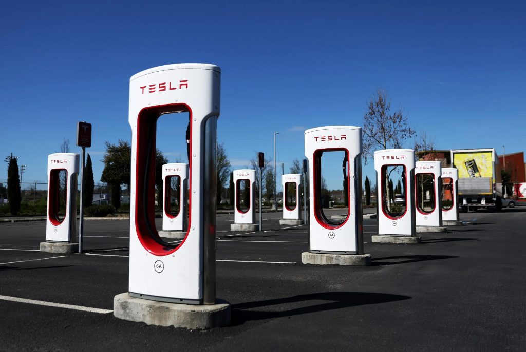 Tesla Supercharging lot
